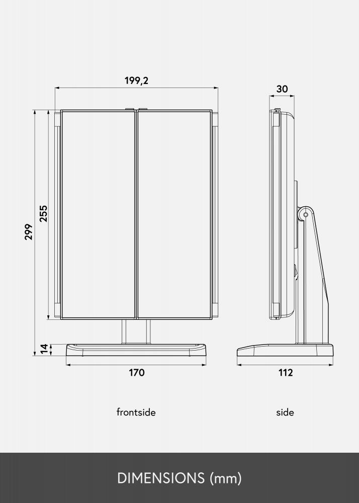 KAILA Specchio per trucco Fold II Bianco - 38x25 cm