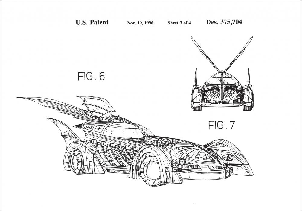 Disegni di brevetti - Batman - Batmobile 1996 III Poster