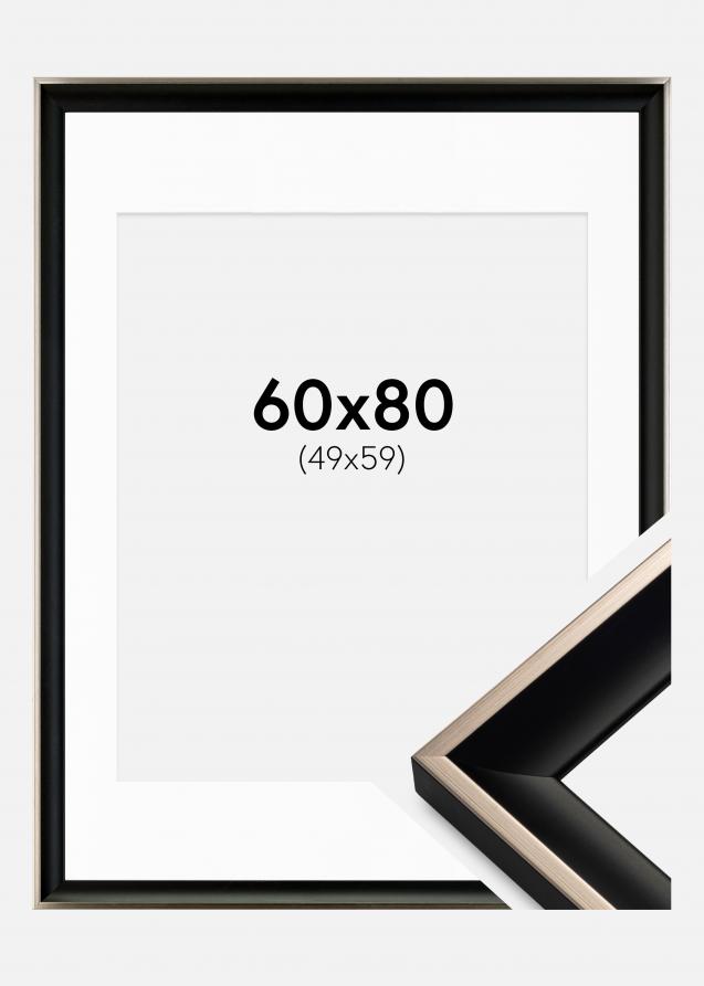 Cornice Öjaren Nero-argento 60x80 cm - Passe-partout Bianco 50x60 cm