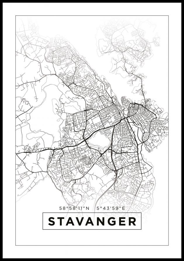 Mappa - Stavanger - Poster bianco