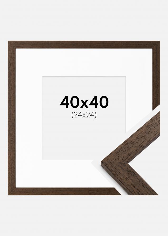 Cornice Brown Wood 40x40 cm - Passe-partout Bianco 25x25 cm