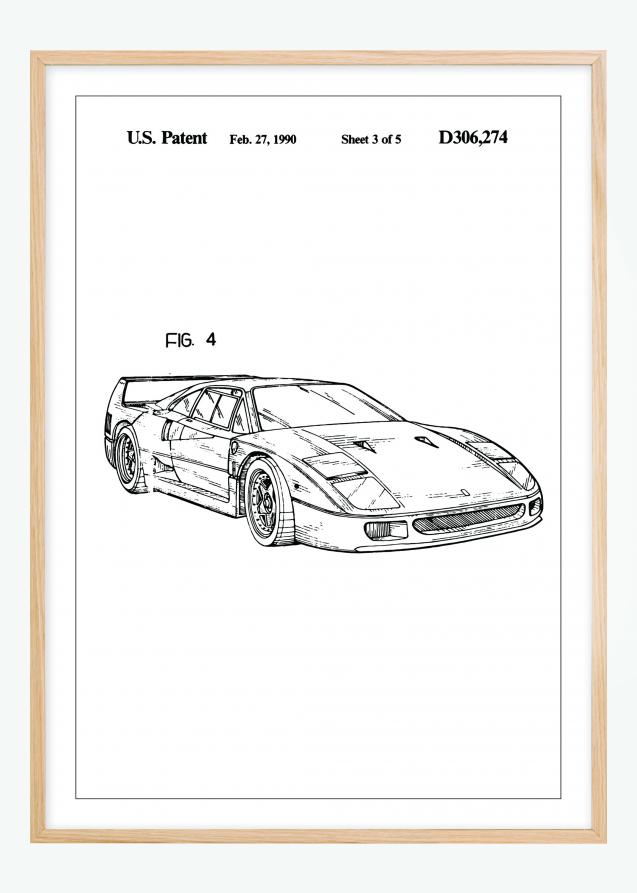 Disegni di brevetti - Ferrari F40 II Poster