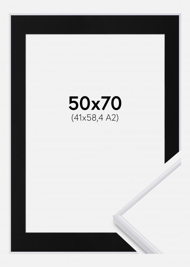 Cornice Visby Bianco 50x70 cm - Passe-partout Nero 42x59,4 cm (A2)