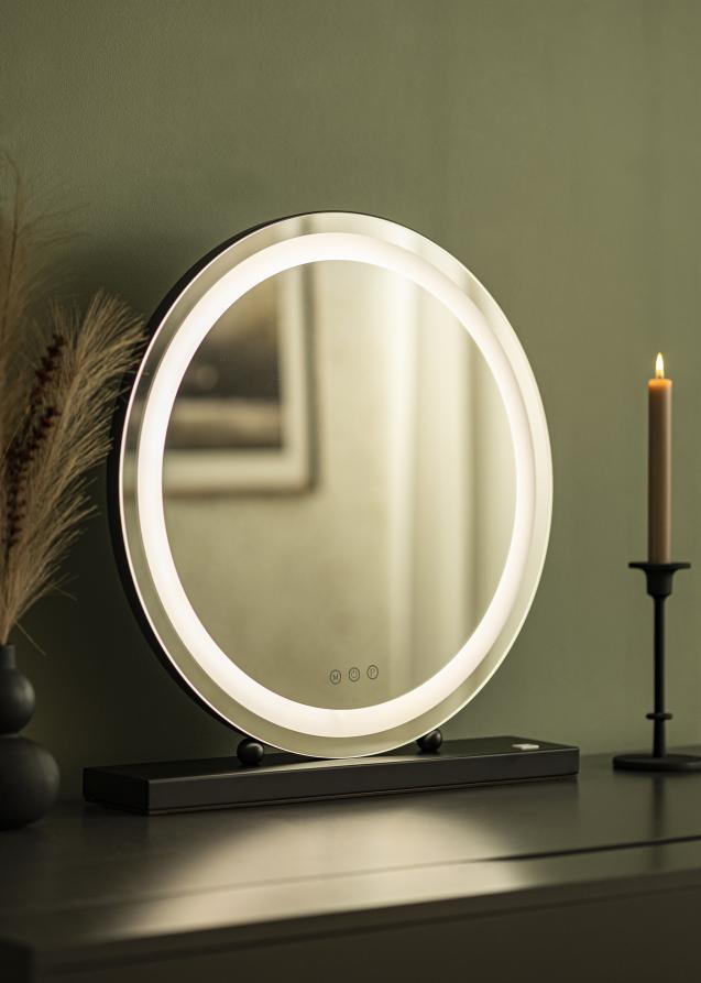 KAILA Specchio per trucco Round LED Nero 50 cm Ø