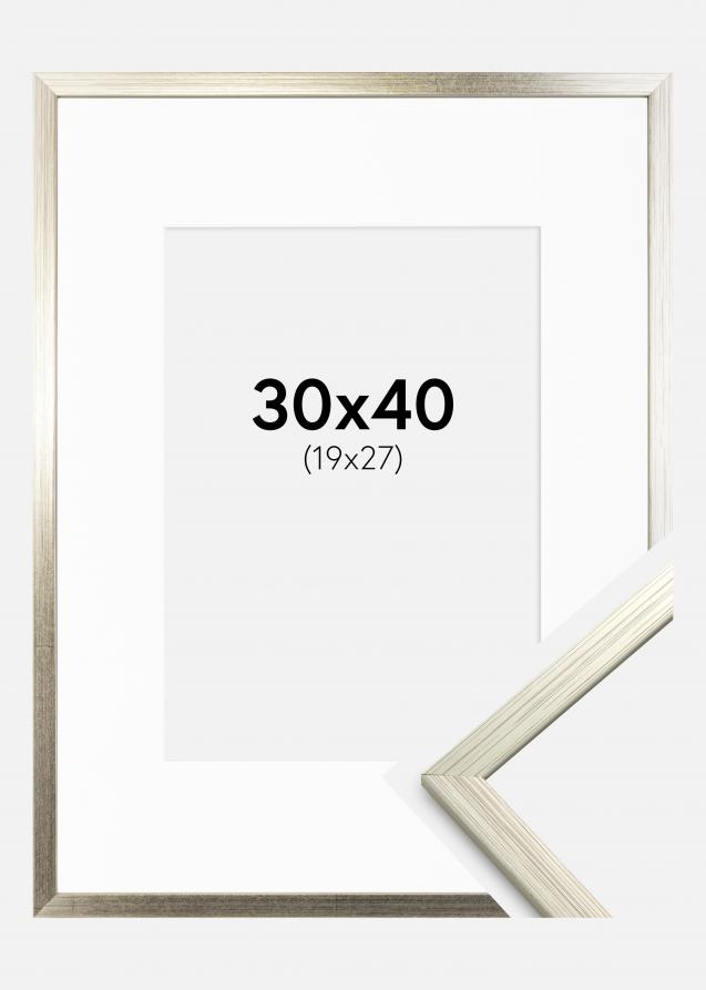 Cornice Edsbyn Argento 30x40 cm - Passe-partout Bianco 20x28 cm