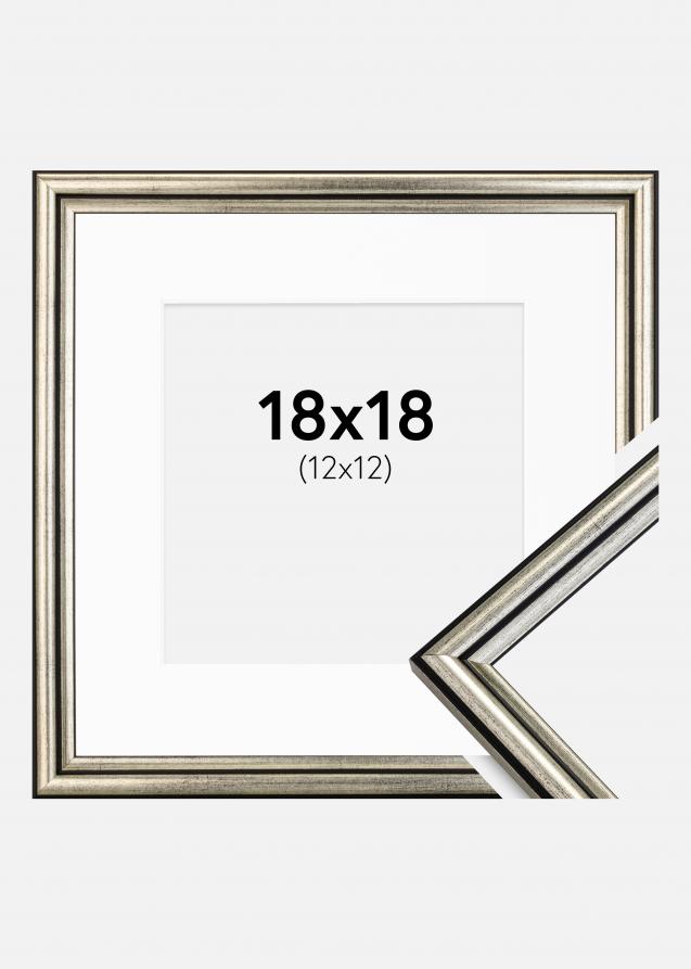 Cornice Horndal Argento 18x18 cm - Passe-partout Bianco 13x13 cm
