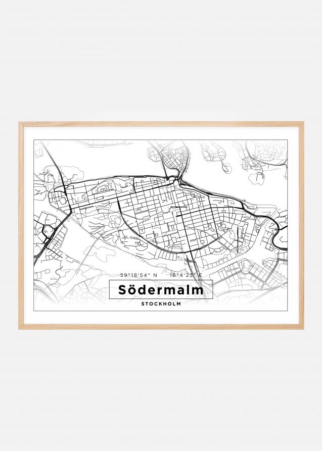Mappa - Södermalm - Poster bianco