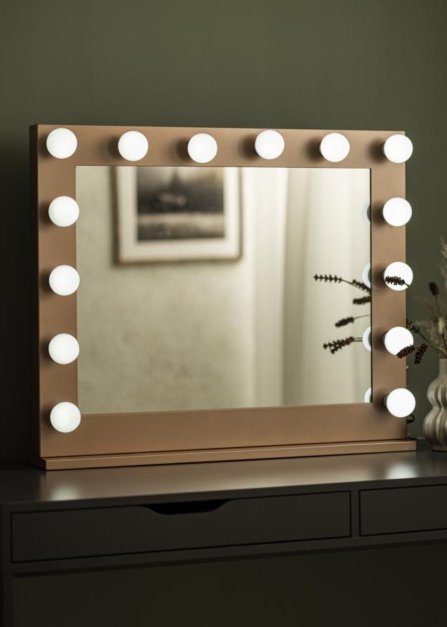 KAILA Specchio per trucco Hollywood 14 E27 Oro rosa 80x65 cm