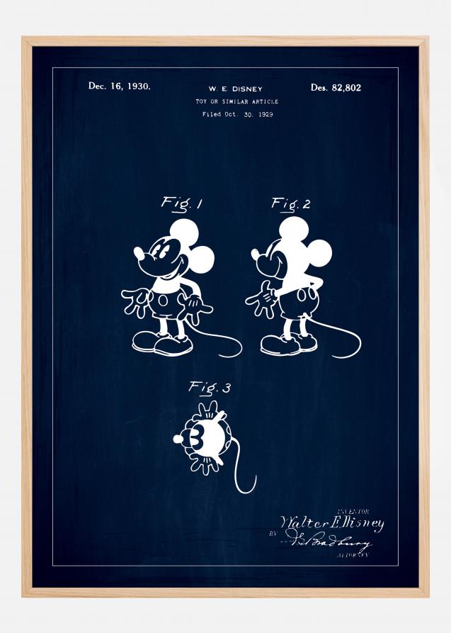 Disegni di brevetti - Disney - Topolino - Blu Poster