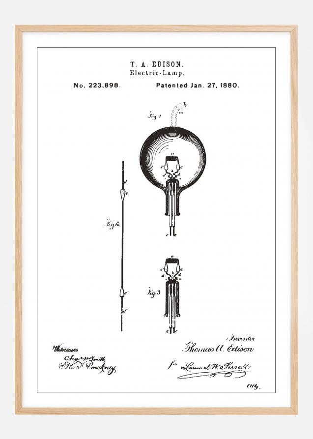 Disegni di brevetti - Lampadina B - Bianco Poster