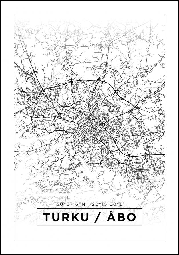 Mappa - Turku / Turku - Poster bianco
