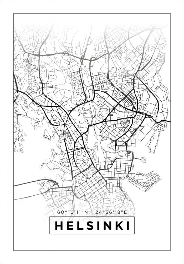 Mappa - Helsinki - Bianco Poster