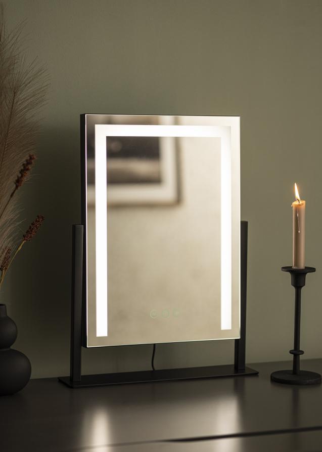 KAILA Specchio per trucco stand LED Nero 30x41 cm