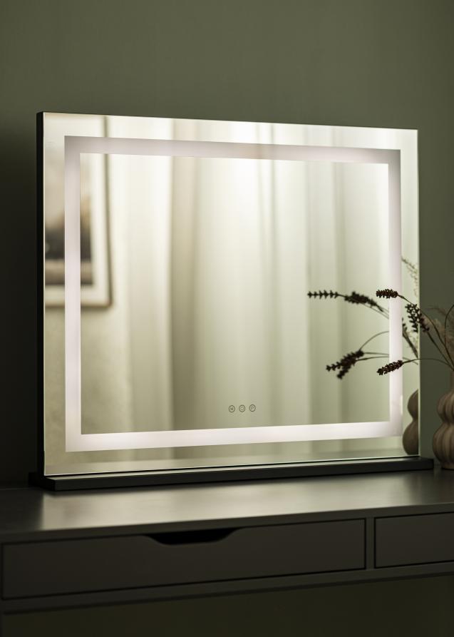 KAILA Specchio per trucco Vanity LED Nero 80x65 cm