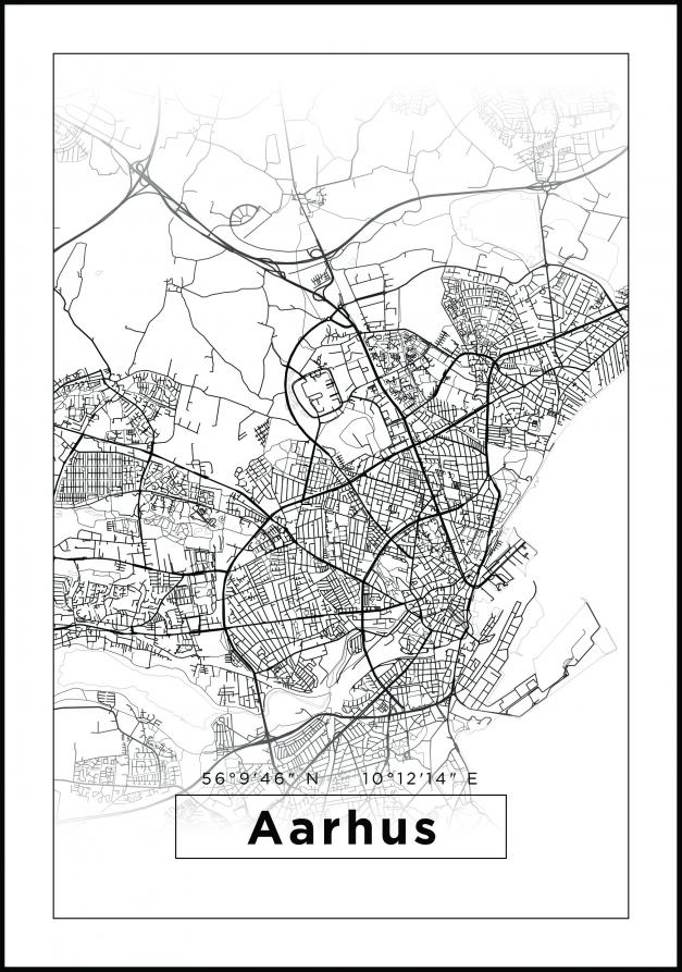 Mappa - Aarhus - Poster bianco