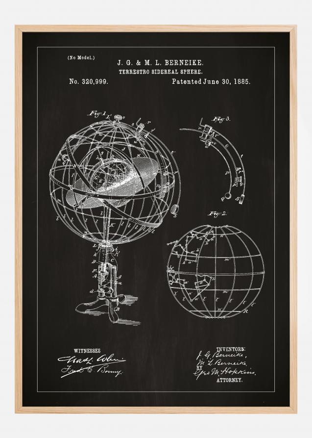 Disegni di brevetti - Modello astronomico - Nero Poster
