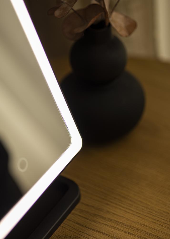 KAILA Specchio per trucco LED Strip con altoparlante Bluetooth Nero 18x30 cm