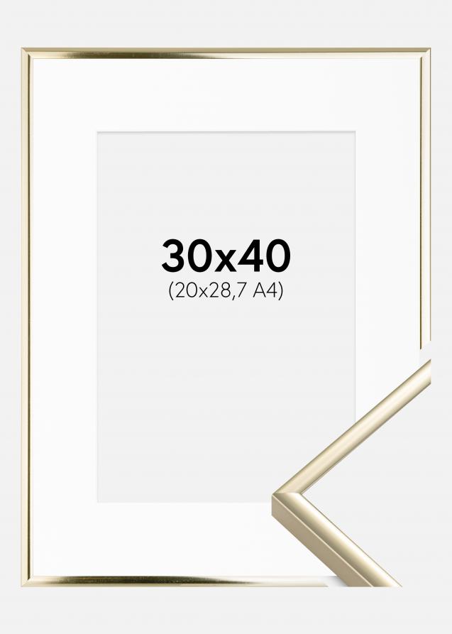 Cornice Alluminio Finitura brillante Oro 30x40 cm - Passe-partout Bianco 21x29,7