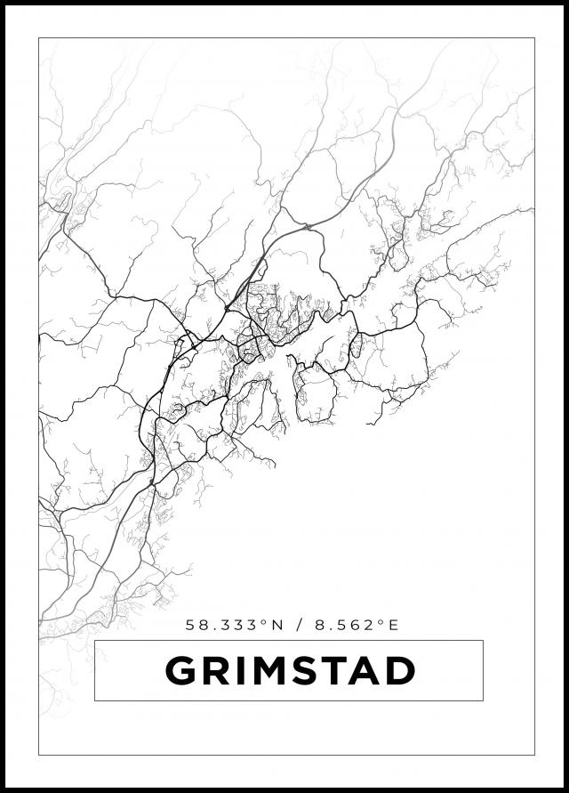 Mappa - Grimstad - Poster bianco