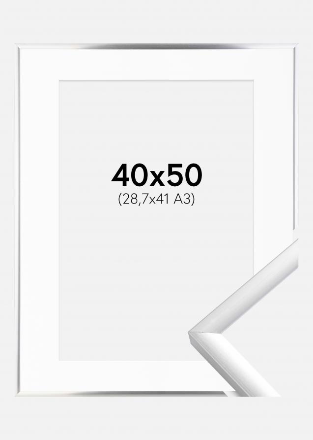 Cornice New Lifestyle Argento 40x50 cm - Passe-partout Bianco 29,7x42 cm (A3)