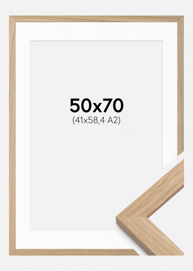 Cornice Oak Wood 50x70 cm - Passe-partout Bianco 42x59,4 cm (A2)