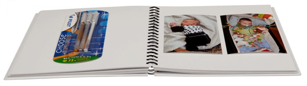 Quadrato Album fotografico a spirale Bianco - 25x25 cm (80 Pagine bianche)