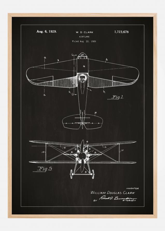 Disegni di brevetti - Aeroplano - Nero Poster
