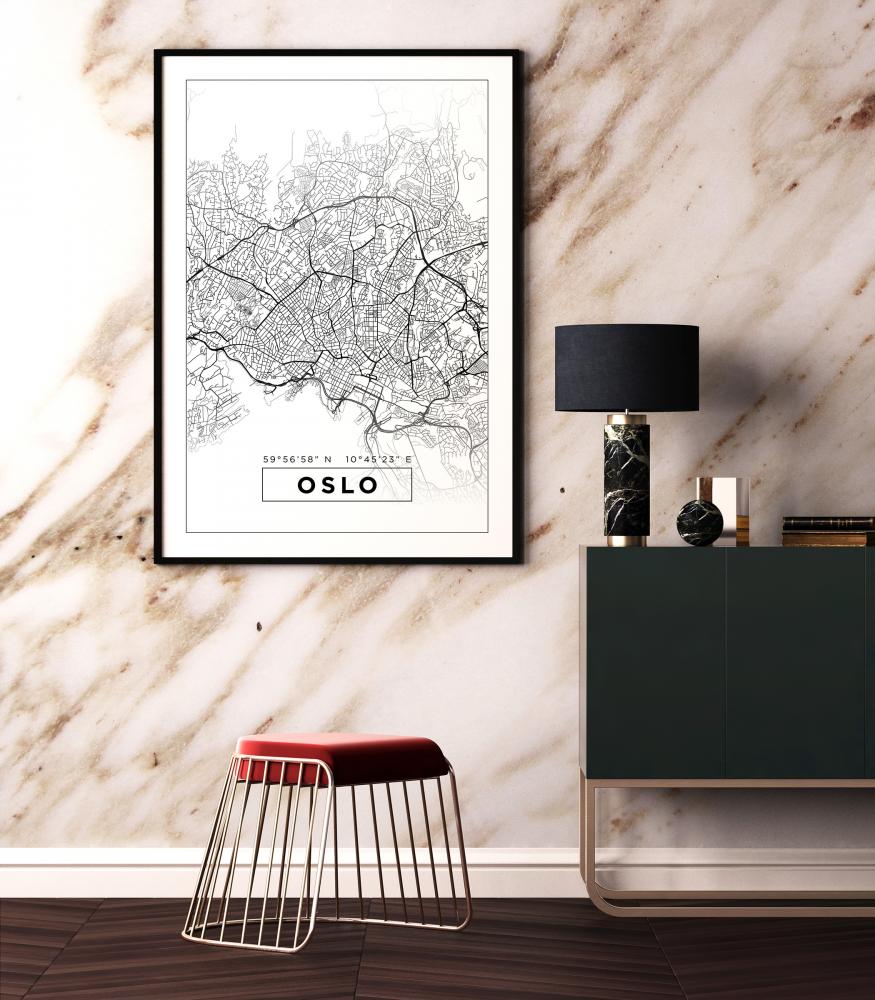 Mappa - Oslo - Bianco Poster