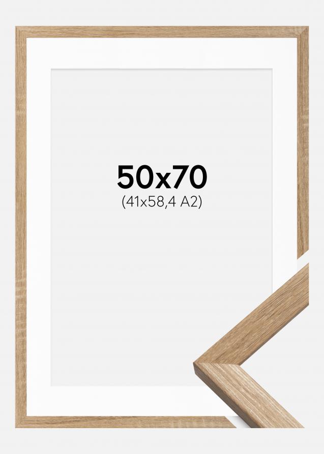 Cornice Fiorito Rovere chiaro 50x70 cm - Passe-partout Bianco 42x59,4 cm (A2)