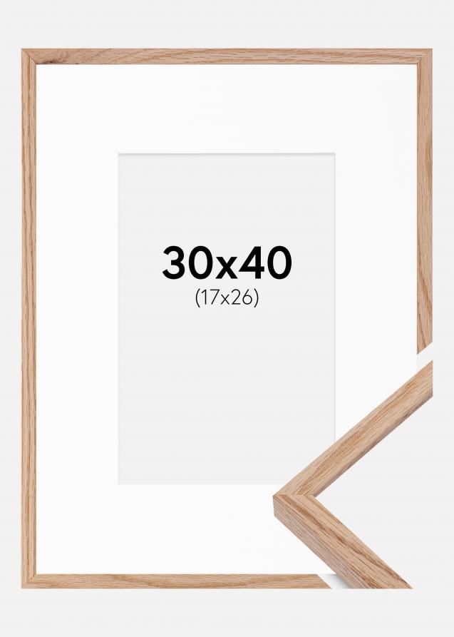 Cornice E-Line Rovere 30x40 cm - Passe-partout Bianco 18x27 cm