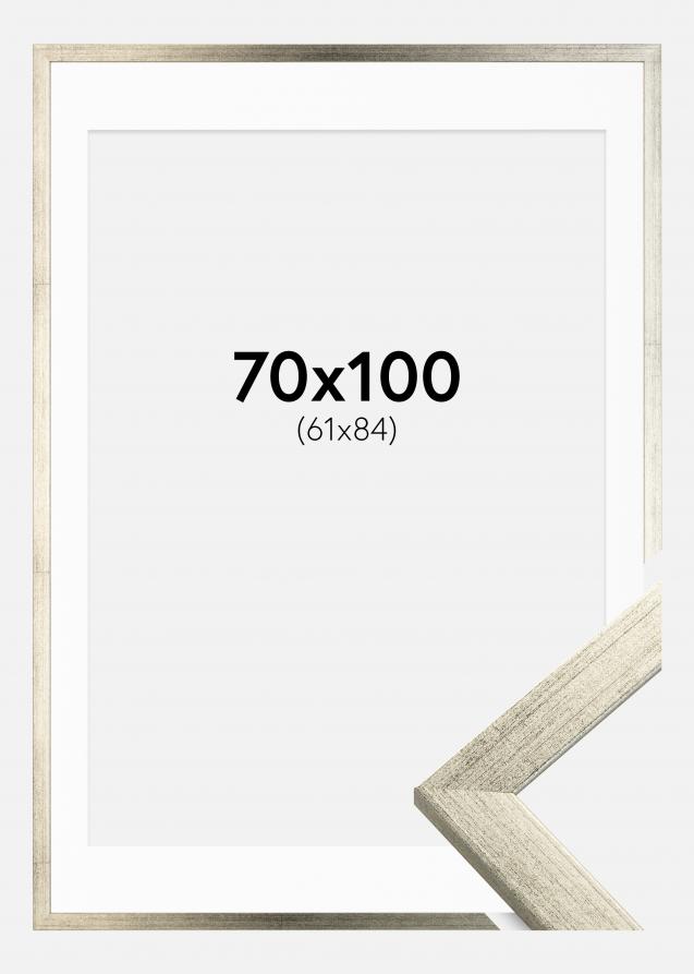 Cornice Stilren Argento 70x100 cm - Passe-partout Bianco 62x85 cm