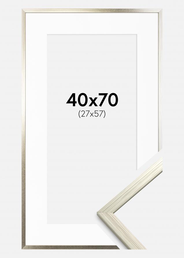 Cornice Edsbyn Argento 40x70 cm - Passe-partout Bianco 28x58 cm