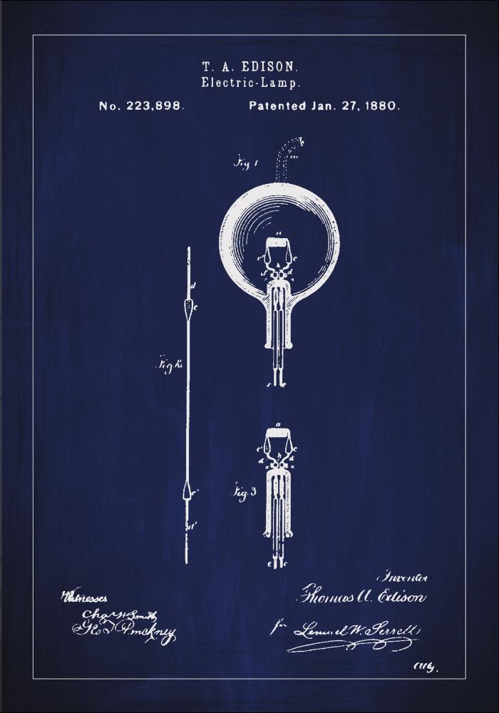 Disegni di brevetti - Lampadina B - Blu Poster