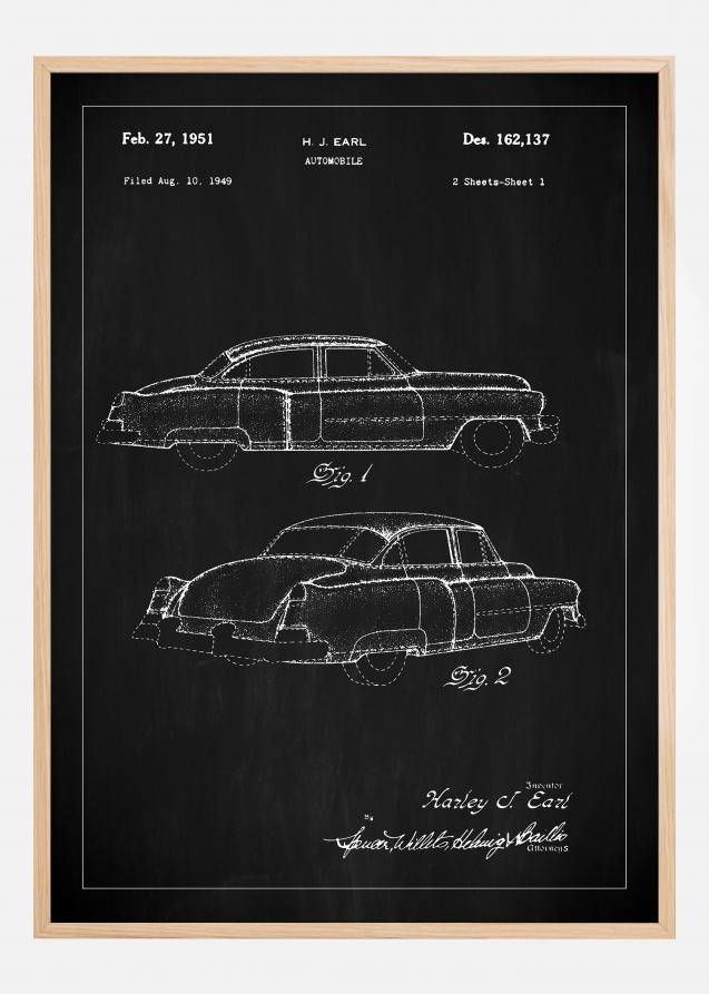 Disegni di brevetti - Cadillac I - Nero Poster
