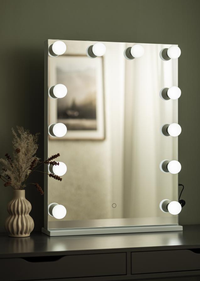 KAILA Specchio per trucco Hollywood 14 Bianco 60x80 cm