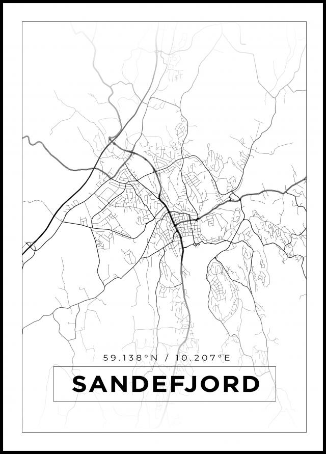 Mappa - Sandefjord - Poster bianco