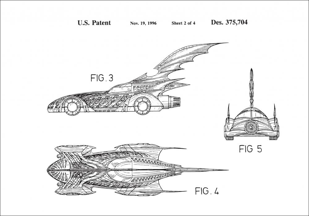 Disegni di brevetti - Batman - Batmobile 1996 II Poster