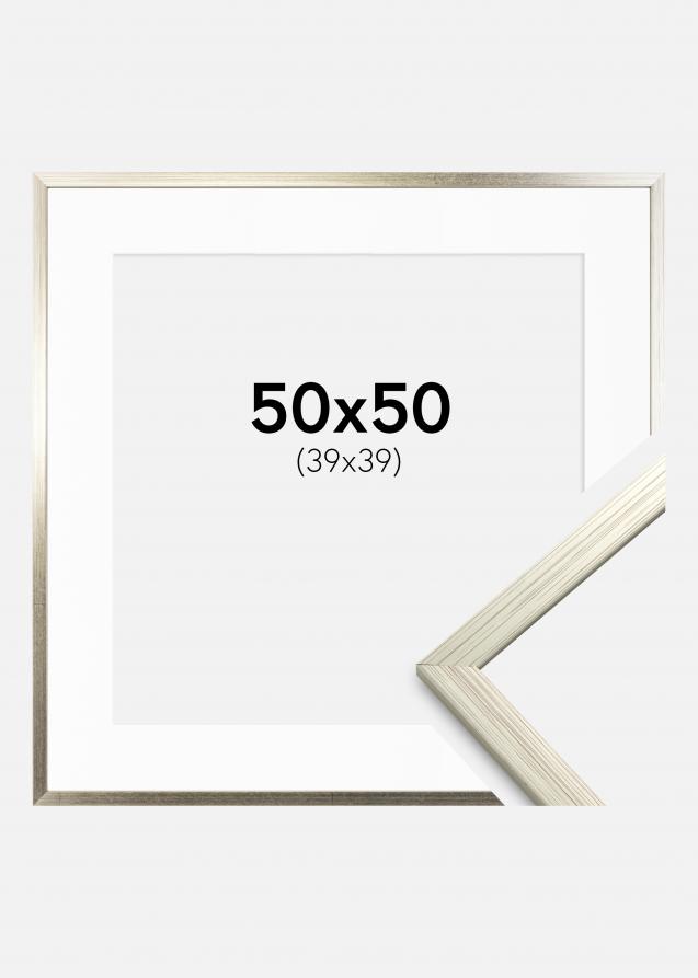 Cornice Edsbyn Argento 50x50 cm - Passe-partout Bianco 40x40 cm