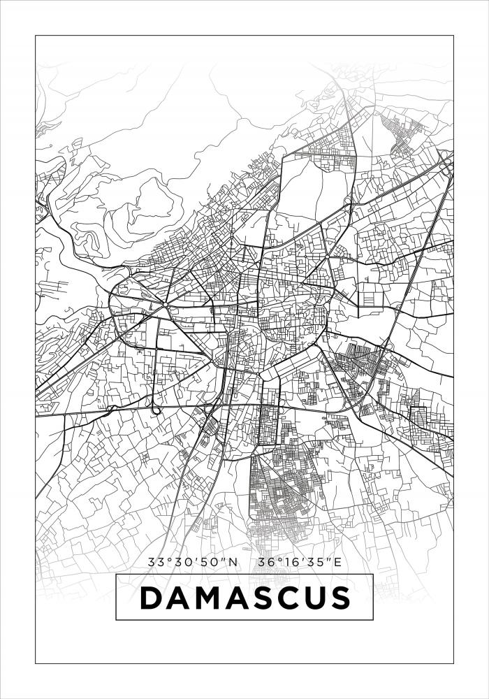 Mappa - Damascus - Bianco Poster