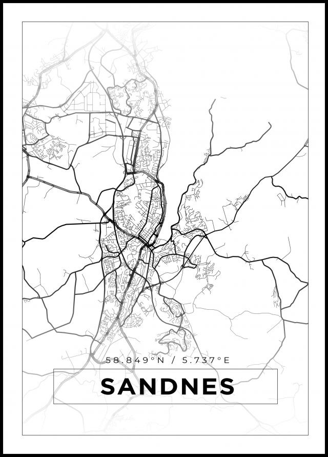 Mappa - Sandnes - Poster bianco