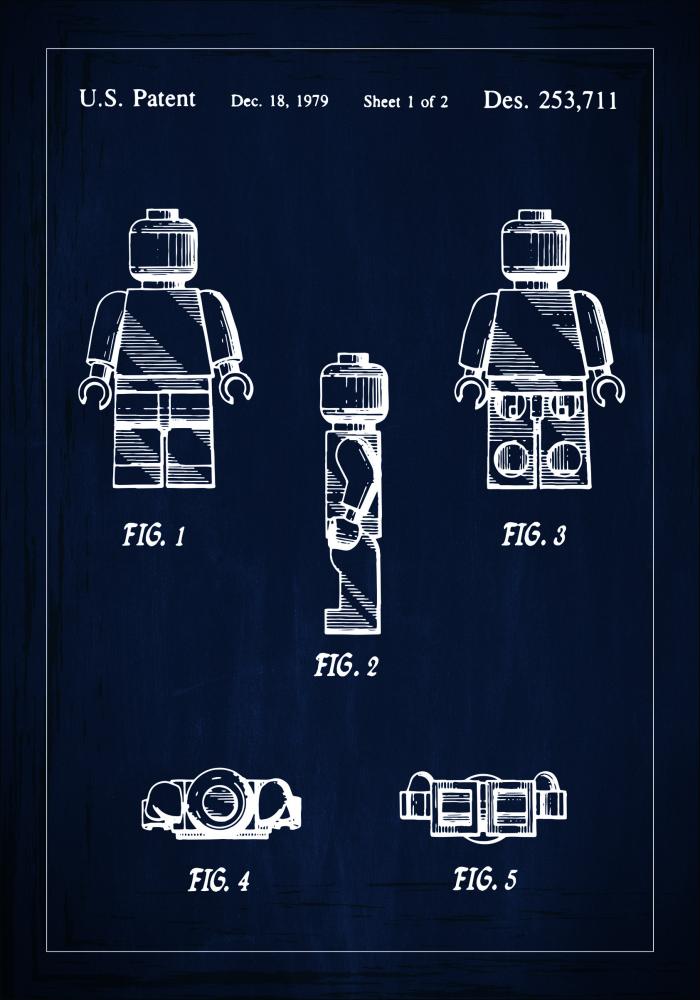 Disegni di brevetti - Lego I - Blu Poster