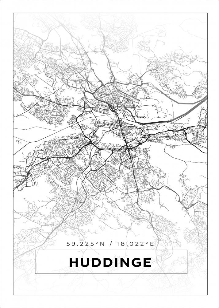 Mappa - Huddinge - Poster bianco