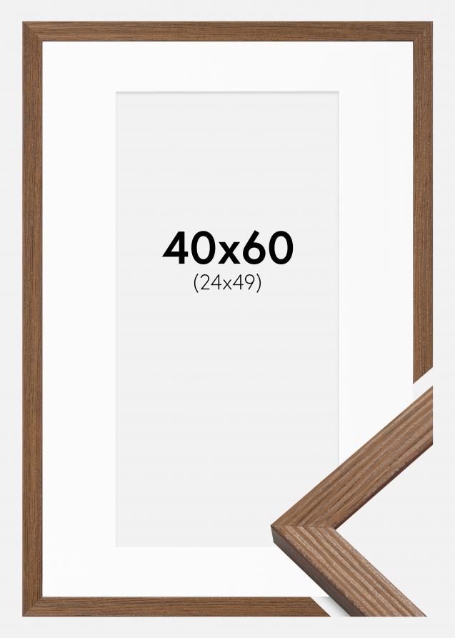 Cornice Fiorito Rovere scuro 40x60 cm - Passe-partout Bianco 25x50 cm
