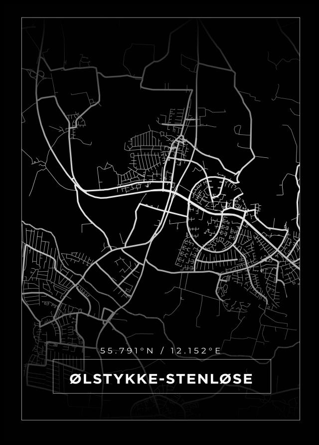 Mappa - Ølstykke-Stenløse - Poster nero