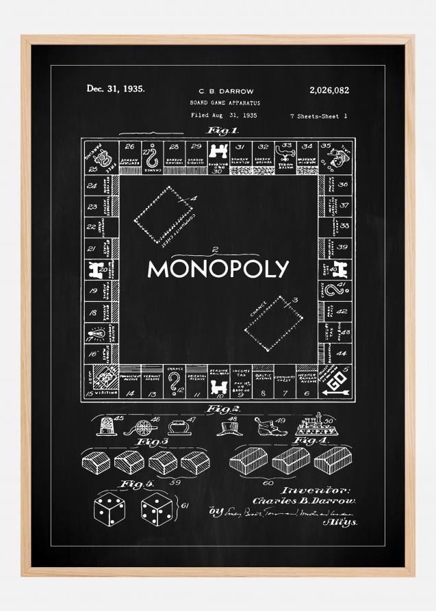 Disegni di brevetti - Monopoly I - Nero Poster