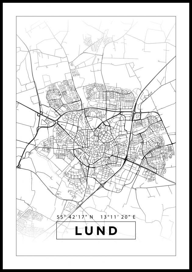 Mappa - Lund - Poster bianco