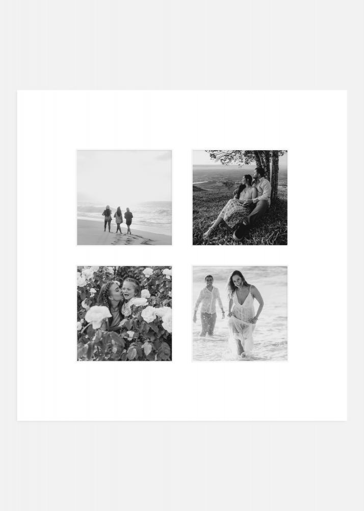 Passe-partout Bianco (Bordo interno bianco) Collage 4 Immagini 40x40 cm