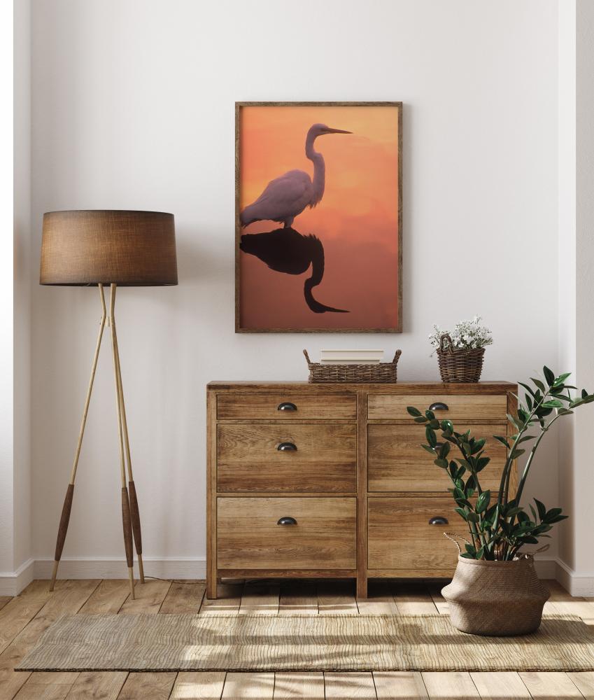 Poster Uccello in acqua arancione