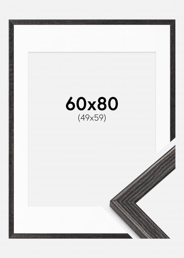 Cornice Fiorito Grigio scuro 60x80 cm - Passe-partout Bianco 50x60 cm