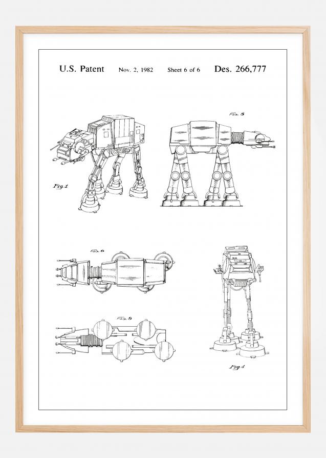 Disegni di brevetti - Star Wars - Walker - Bianco Poster